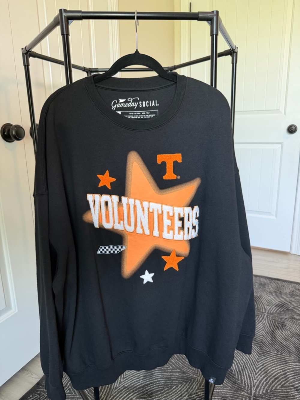 Gameday Social Tennessee Volunteers Black Sweatshirt with Orange Star Graphic